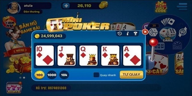 Mini Poker kết hợp giữa trò chơi Poker và Slot Machine